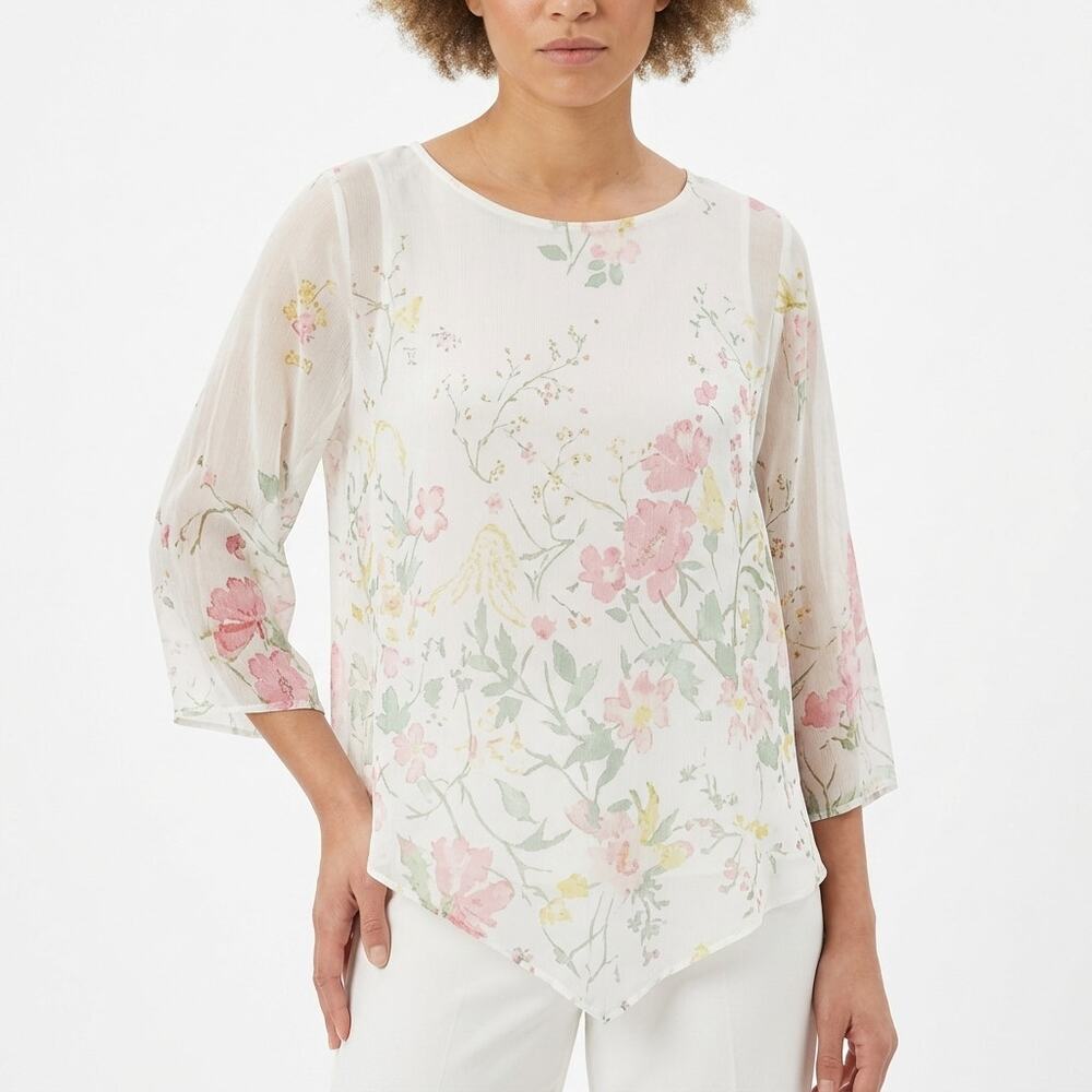Viola Borghi Borohi Made in Italy Chiffon Lightweight Blouse Women Size S